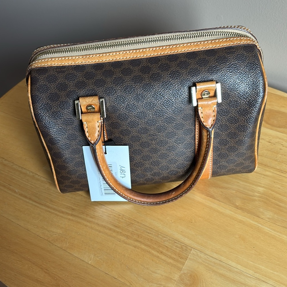 Celine, Boston bag Brown Macadam Triomphe Handbag - Picture 6 of 15